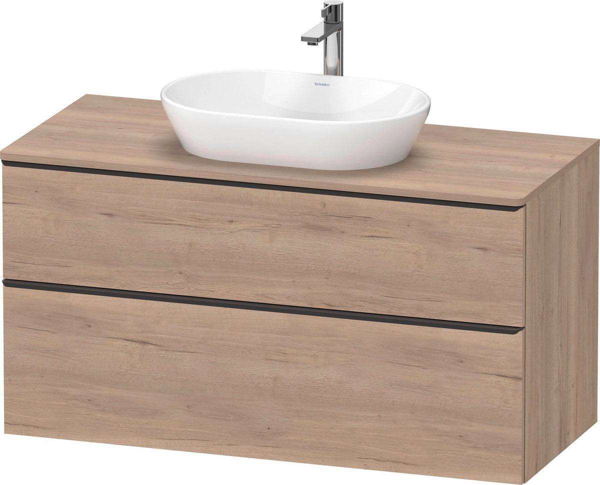 DURAVIT D-Neo Konsolenwaschtischunterbau 1200 mm Eiche Schwarz Matt mit Bronze Griff