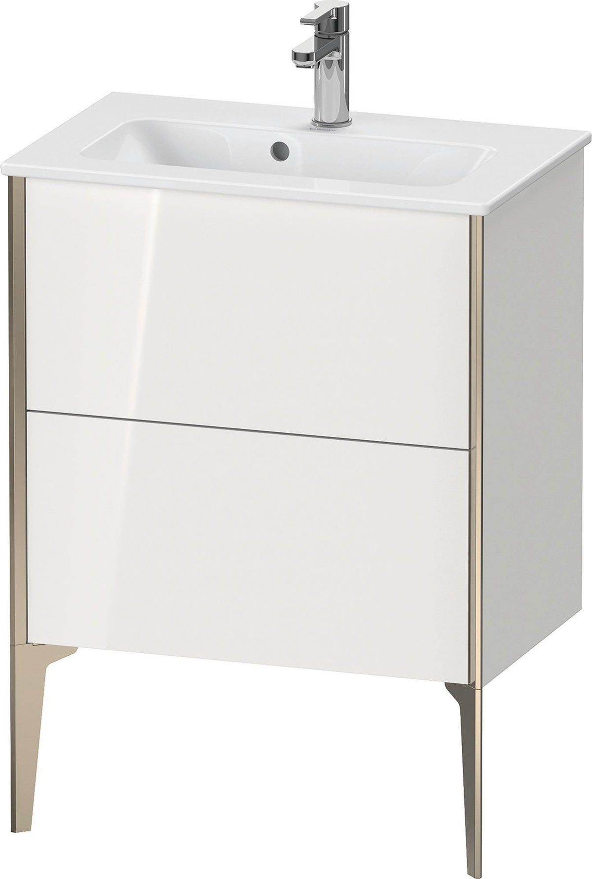 Duravit XViu Waschtischunterbau bodenstehend 610 mm, 2 Auszüge, champagner matt/weiß matt