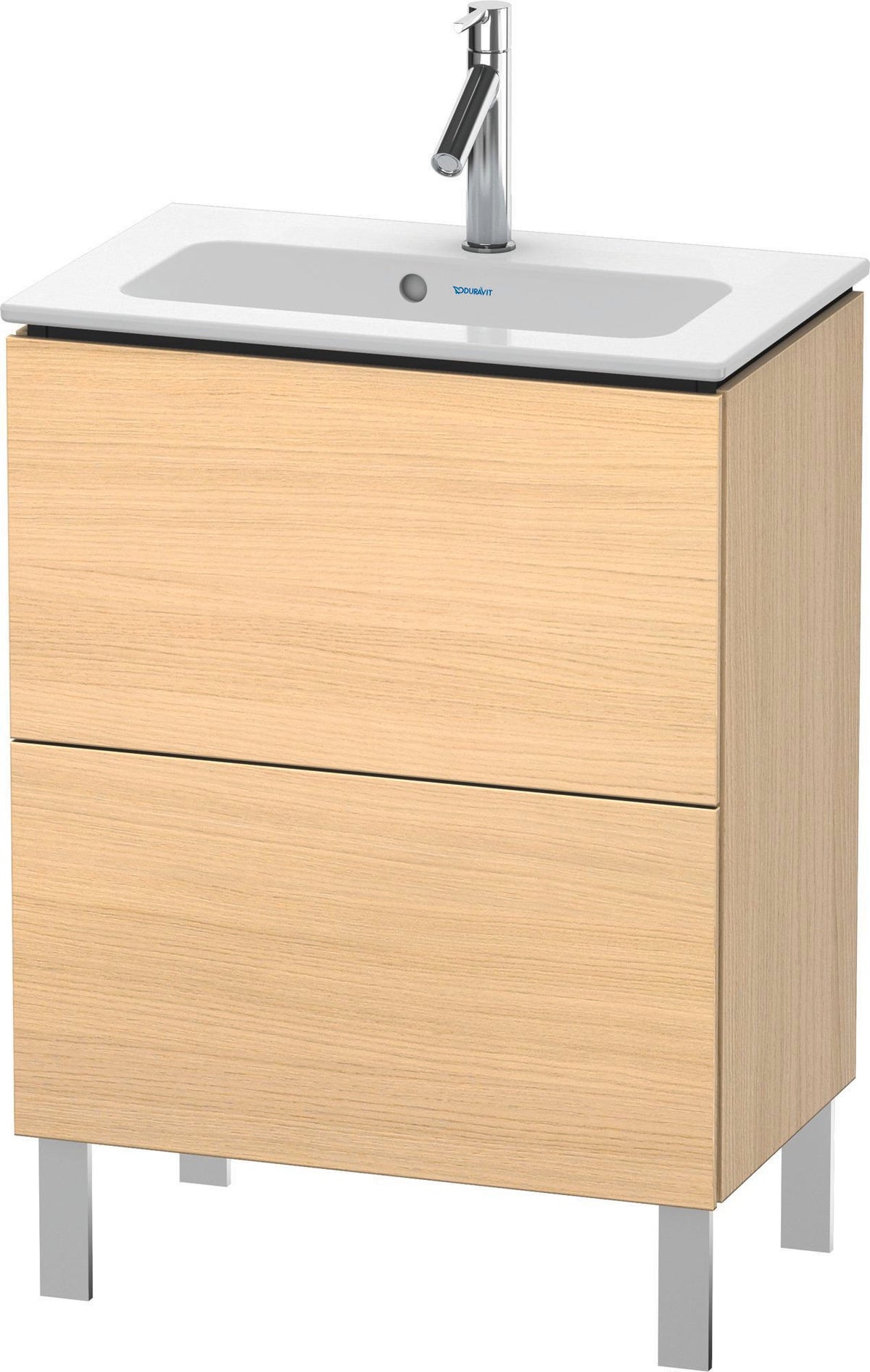 Duravit L-Cube Waschtischunterbau 620 mm, 2 Auszüge, bodenstehend, Weiß Matt – mit Tip-On