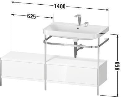 Duravit Happy D.2 Plus Waschtischunterbau 1400 mm mit Metallkonsole und Keramikwaschtisch