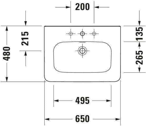 DURAVIT DuraStyle Möbelwaschtisch 650 mm mit Überlauf, 1 Hahnloch, weiß – wandhängend