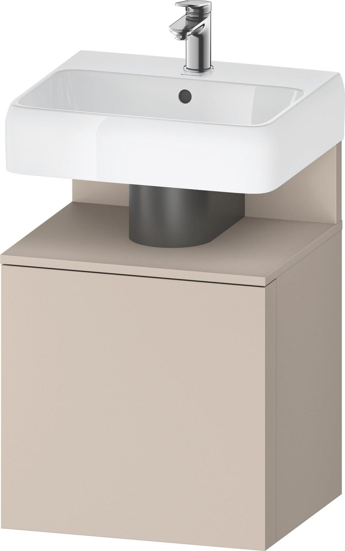 DURAVIT Qatego Waschtischunterbau 490 mm wandhängend, 1 Tür links, Weiß Matt mit Eiche Schwarz Nische