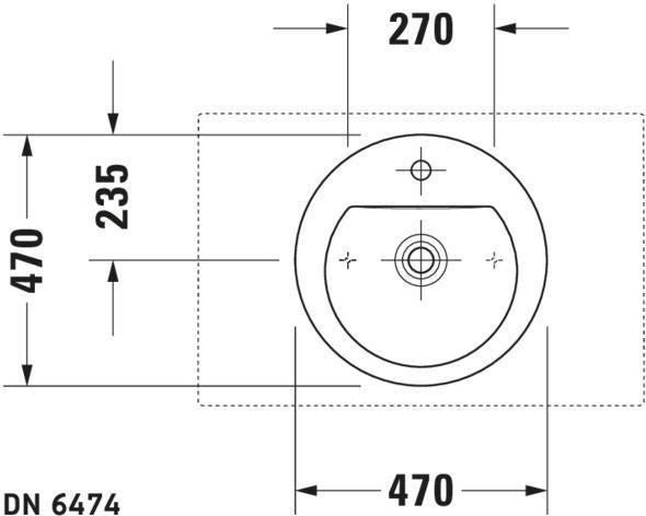 Duravit Aufsatzbecken Darling New 470 mm mit Überlauf und Hahnlochbank, geschliffen weiß