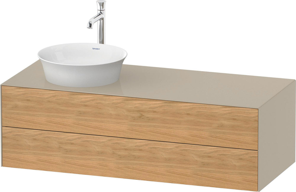 DURAVIT White Tulip Konsolenwaschtischunterbau 1300 mm Nussbaum/Taupe, 2 Schubkästen, wandhängend