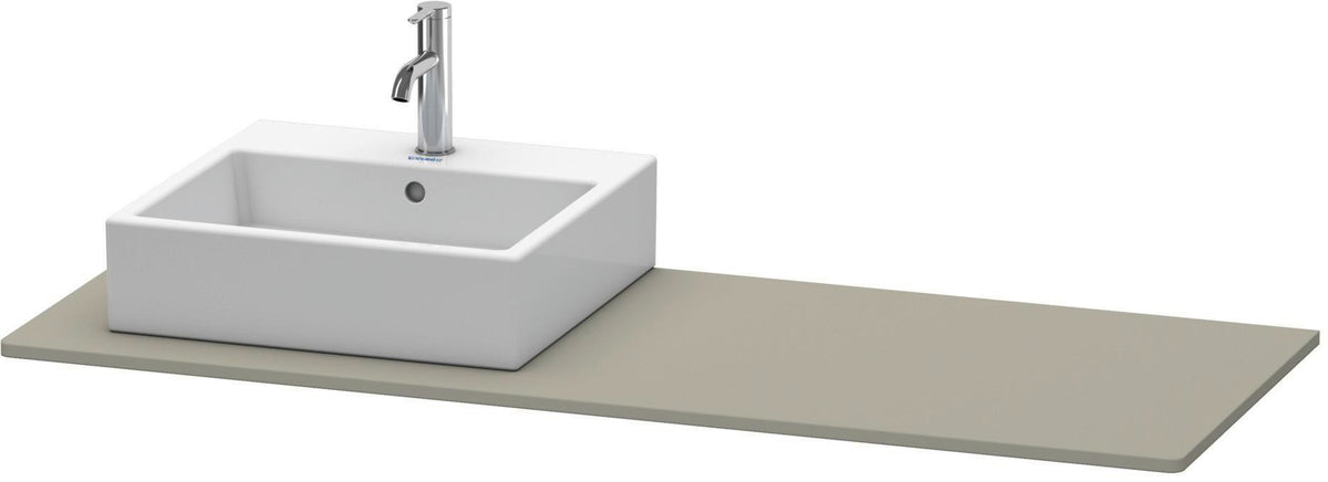 Duravit XSquare Konsole 1400x550mm betongrau matt – 1 Ausschnitt, mit Siphonaussparung