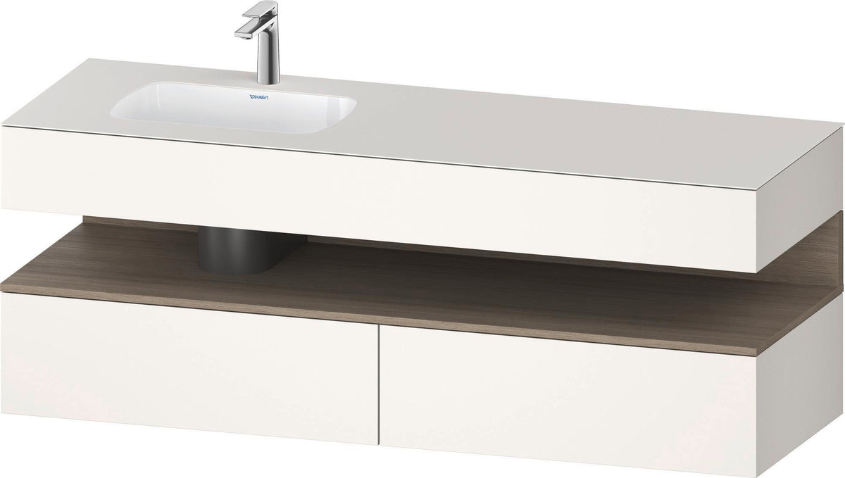 DURAVIT Qatego Einbauwaschtisch mit Konsolenwaschtischunterbau 1600 mm Eiche Terra & Weiß Matt