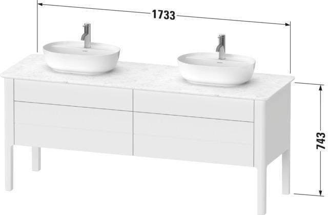 Duravit Luv Konsolenwaschtischunterbau bodenstehend 1733 mm weiß seidenmatt mit 2 Auszügen