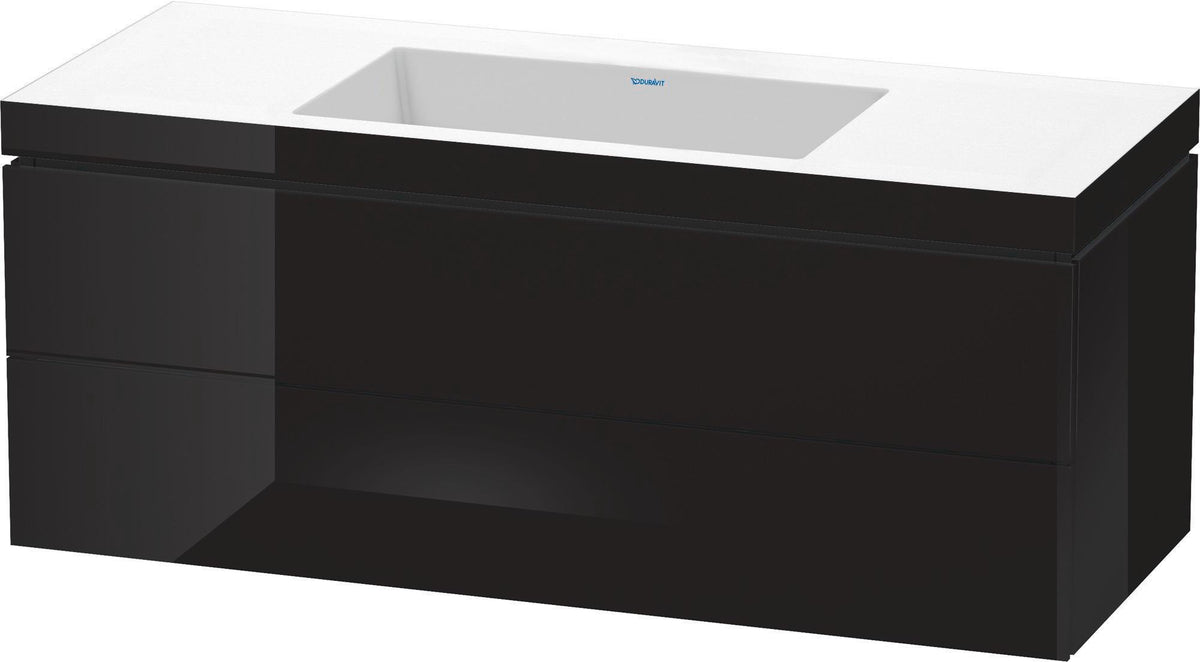 Duravit L-Cube c-bonded Waschtischset 1200 mm Schwarz Hochglanz mit Vero Air Waschtisch