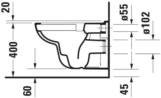 DURAVIT D-Code Wand-WC 545 mm weiß spülrandlos Tiefspüler 4,5 Liter