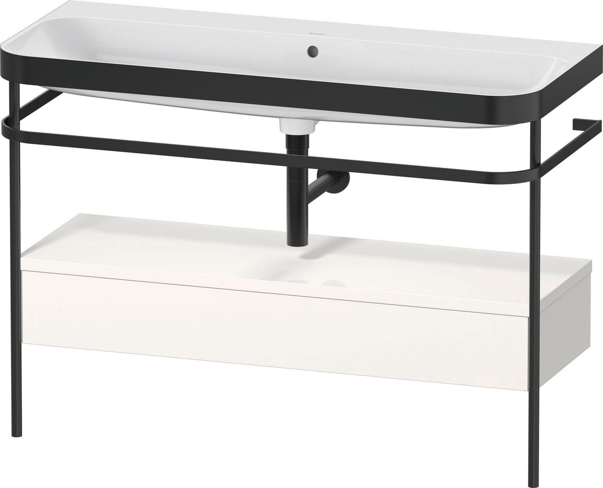 Duravit Happy D.2 c-bonded Waschtischset 1175 mm mit Metallkonsole & Schubkasten in Taupe