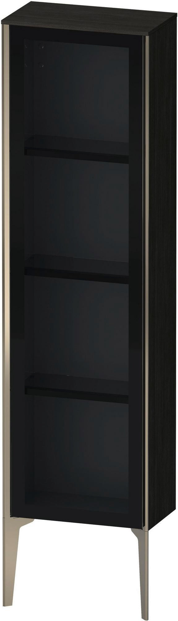 Duravit XViu Halbhochschrank mit Glastür 1330 mm Eiche Schwarz matt – Wandhängend mit Tip-on