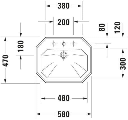 DURAVIT Einbauwaschtisch Serie 1930 580 mm mit WonderGliss, 1 Hahnloch, Überlauf, weiß