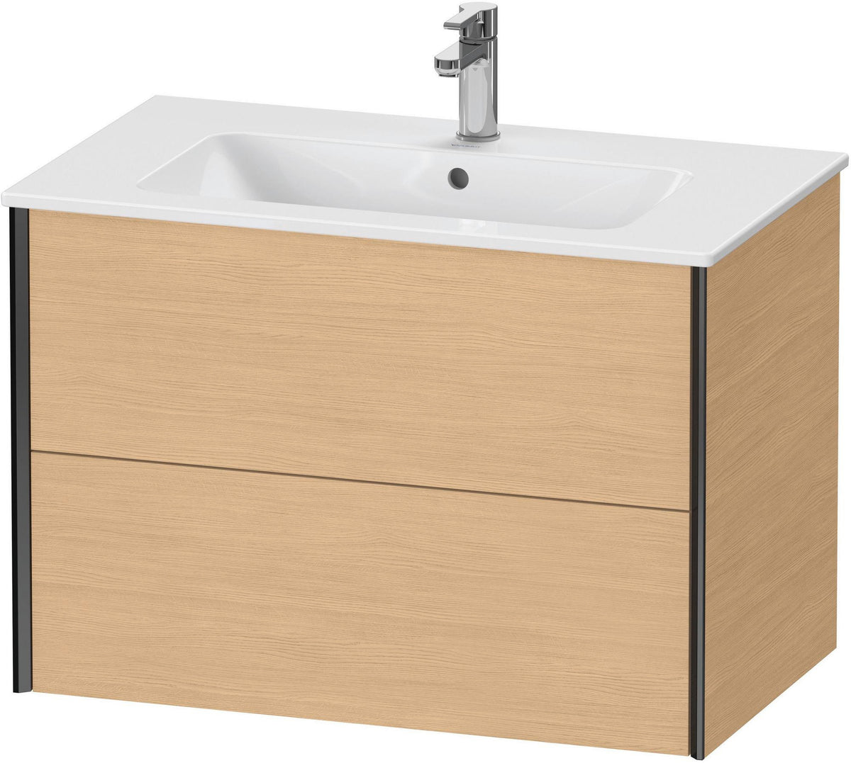 Duravit XViu Waschtischunterbau wandhängend 810 mm, 2 Schubkästen, champagner matt/weiß matt – ohne Griff, mit Tip-On-Technik