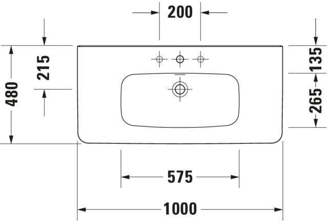Duravit DuraStyle Möbelwaschtisch 1000 mm weiß mit Überlauf und Hahnlochbank