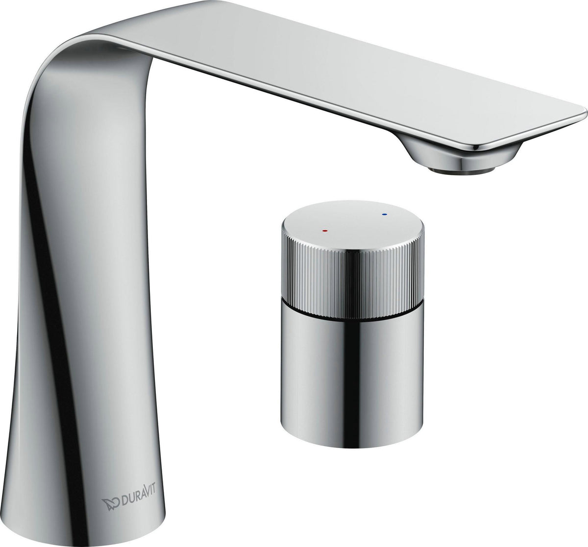 DURAVIT D.1 2-Loch Waschtischarmatur mit Drehgriff, Chrom – Keramikmischsystem, 148 mm Ausladung