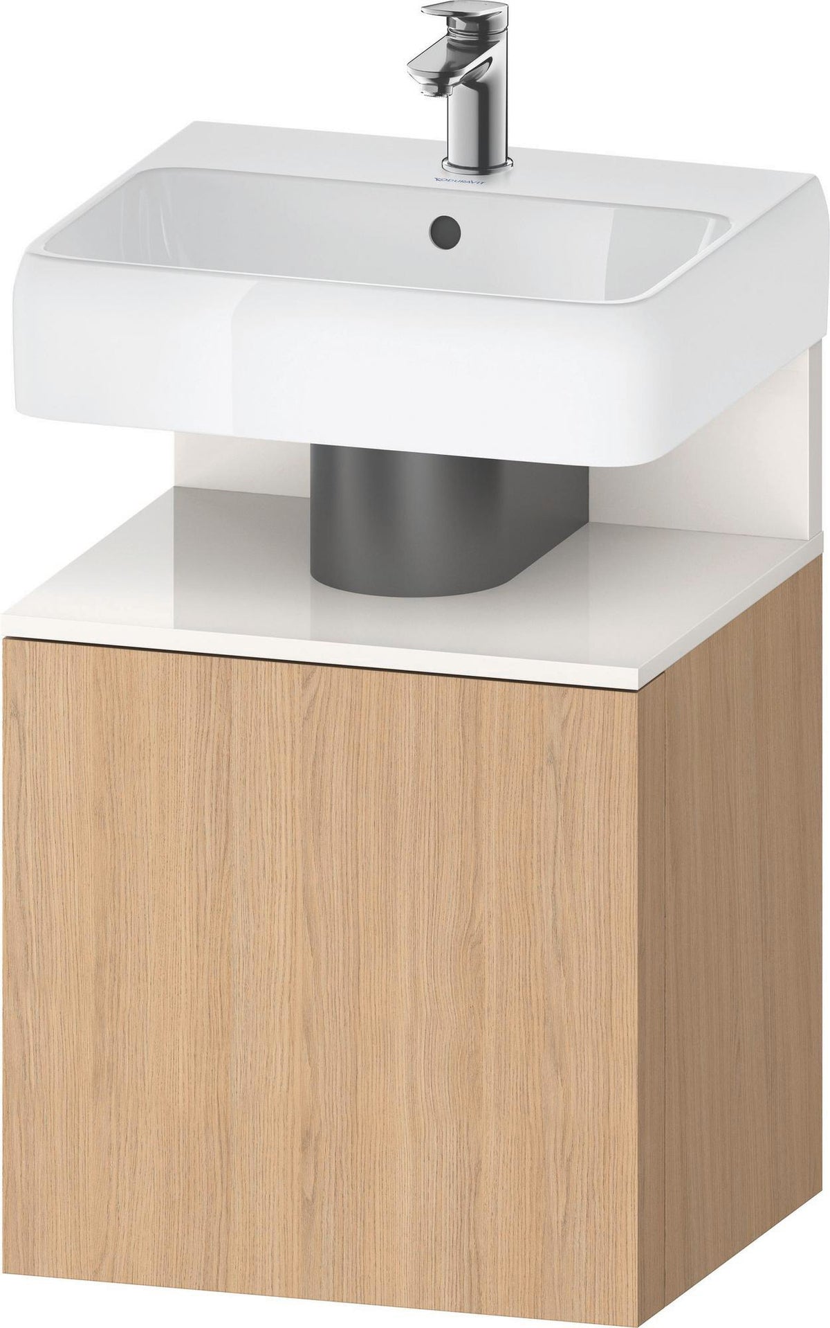 DURAVIT Qatego Waschtischunterbau 490 mm wandhängend, 1 Tür links, Weiß Matt mit Eiche Schwarz Nische