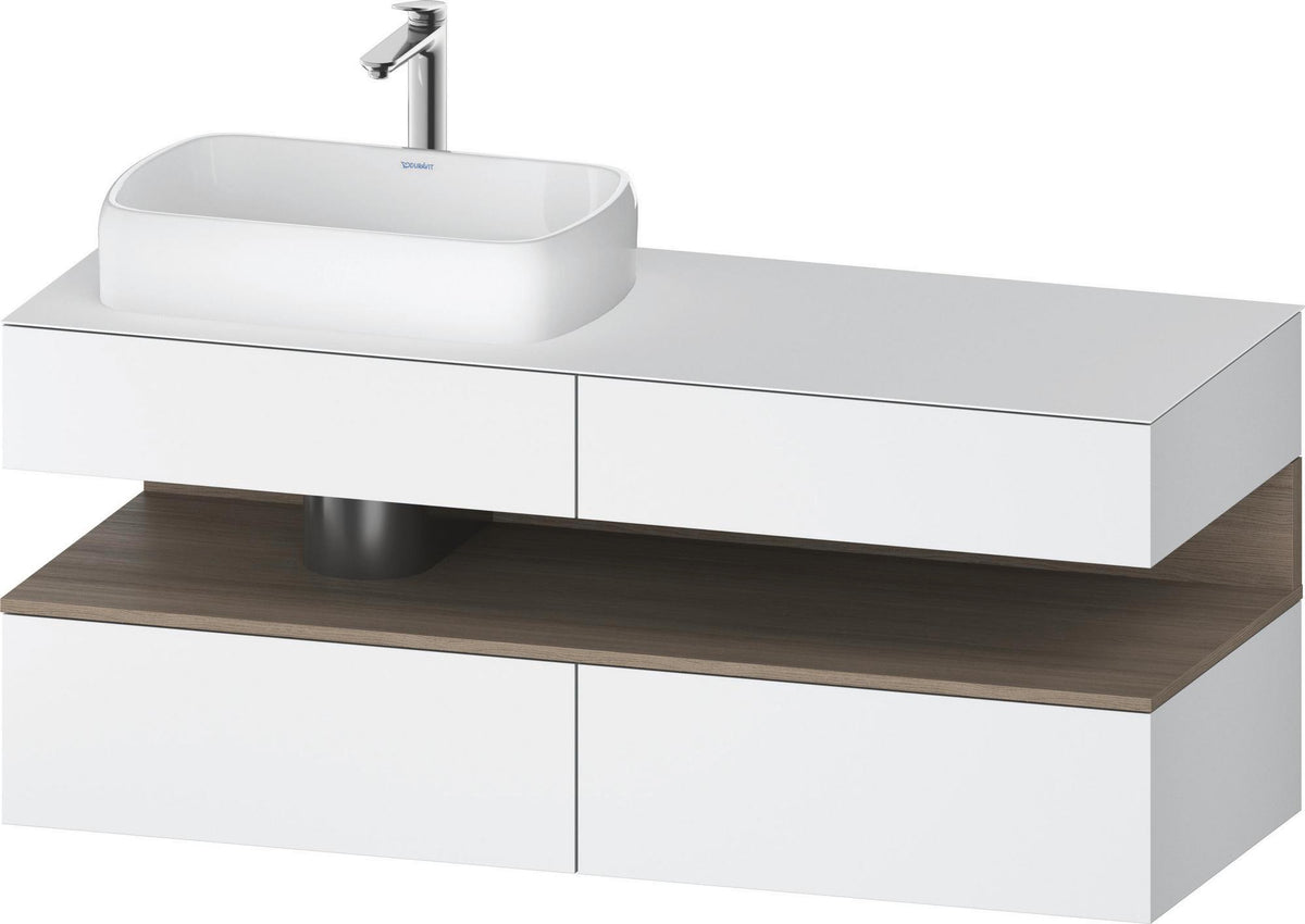 Duravit Qatego Konsolenwaschtischunterbau 1400 mm Weiß Matt mit Eiche Terra Nische und Tip-On Technik