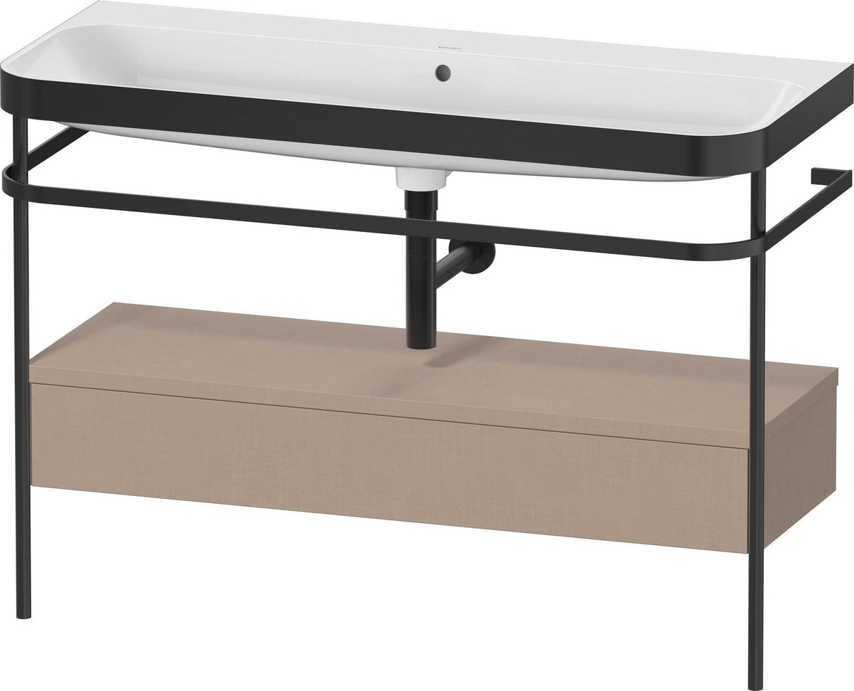 Duravit Happy D.2 c-bonded Waschtischset 1175 mm mit Metallkonsole & Schubkasten in Taupe