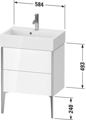 Duravit Waschtischunterbau XVIU 584x733x384mm 2 Auszüge Nussbaum mittel s-matt