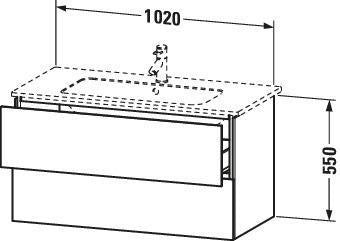DURAVIT L-Cube Waschtischunterbau wandhängend 1020 mm Amerikanisch Nussbaum 2 Schubkästen