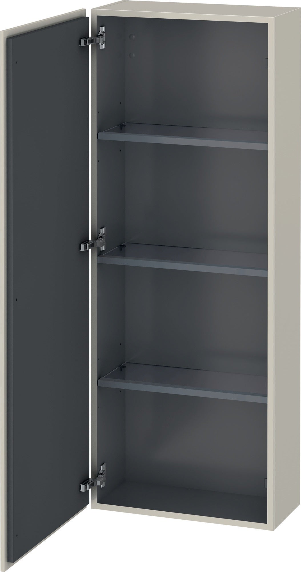 Duravit L-Cube Halbhochschrank 500 mm, 1 Tür links, betongrau matt, wandhängend, Soft-Close