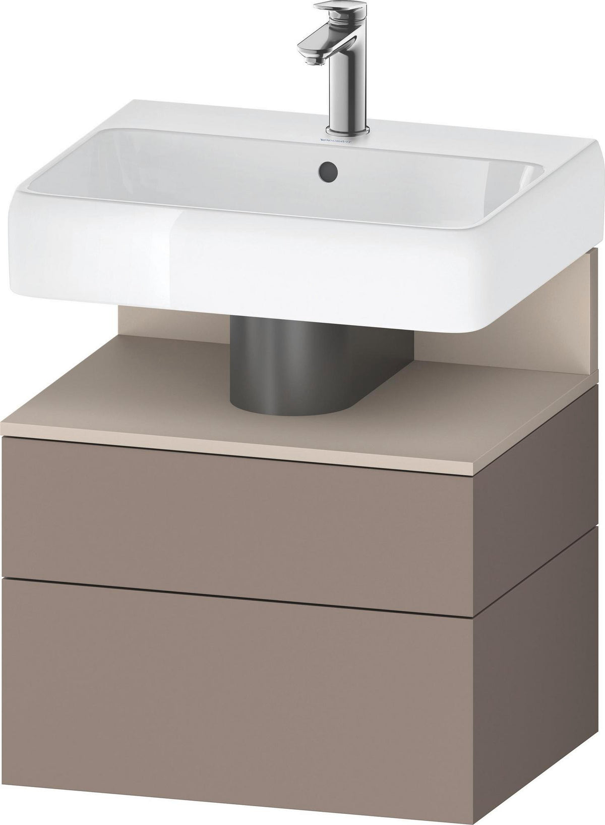 DURAVIT Qatego Waschtischunterbau 590 mm wandhängend, 1 Auszug, weiß Hochglanz, Nische Eiche Schwarz