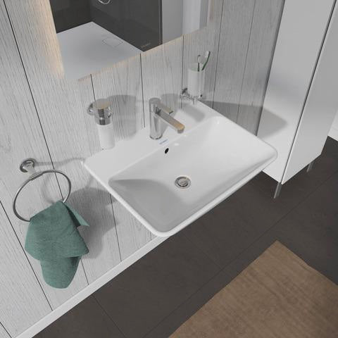 Duravit Waschtisch ME by Starck 600 mm Weiß Seidenmatt mit Überlauf und Hahnlochbank