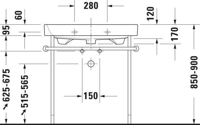 DURAVIT Möbelwaschtisch Happy D.2 800 mm mit Überlauf und Hahnlochbank, geschliffen, weiß