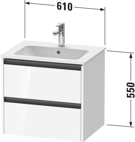 DURAVIT Ketho.2 Waschtischunterbau 610 mm betongrau matt mit 2 Schubkästen und Soft-Close