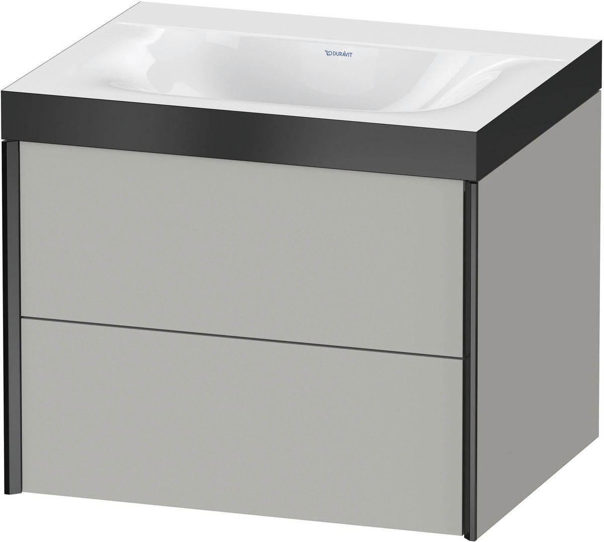 DURAVIT XViu c-bonded Waschtischunterbauset, 2 Schubkästen, wandhängend, schwarz/betongrau matt