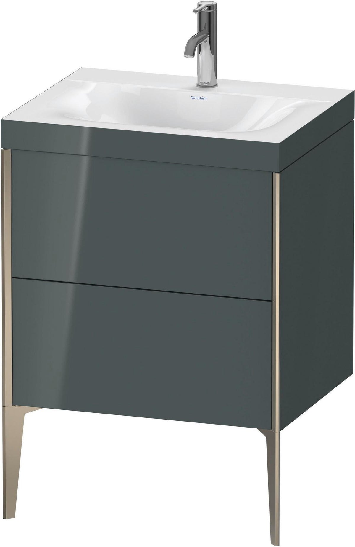 DURAVIT XViu c-bonded Waschtischunterbauset 610x600x480 mm, 2 Auszüge, champagner matt / dolomiti grey