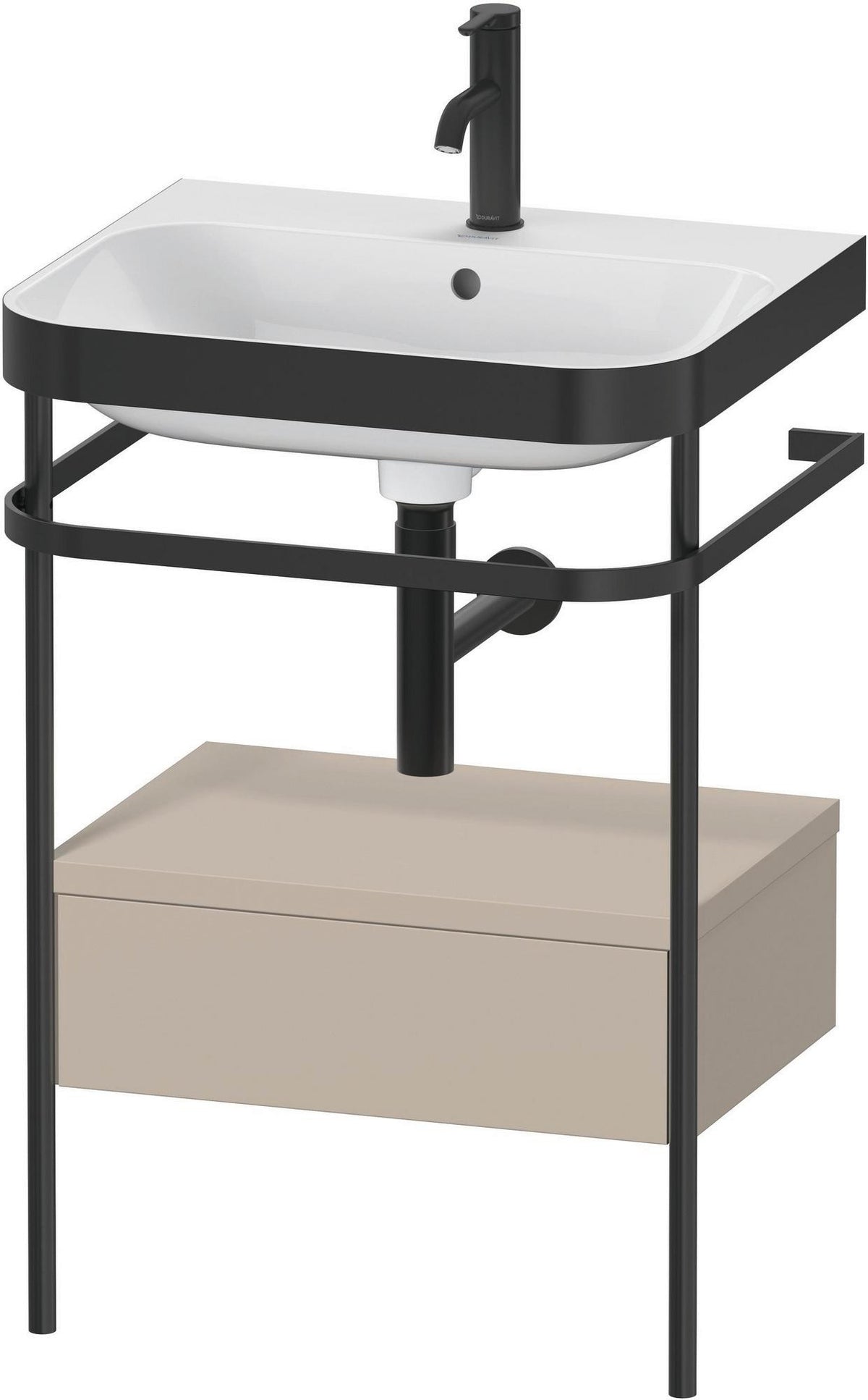 DURAVIT Happy D.2 c-bonded Waschtischset mit Metallkonsole, 575 mm, Weiß