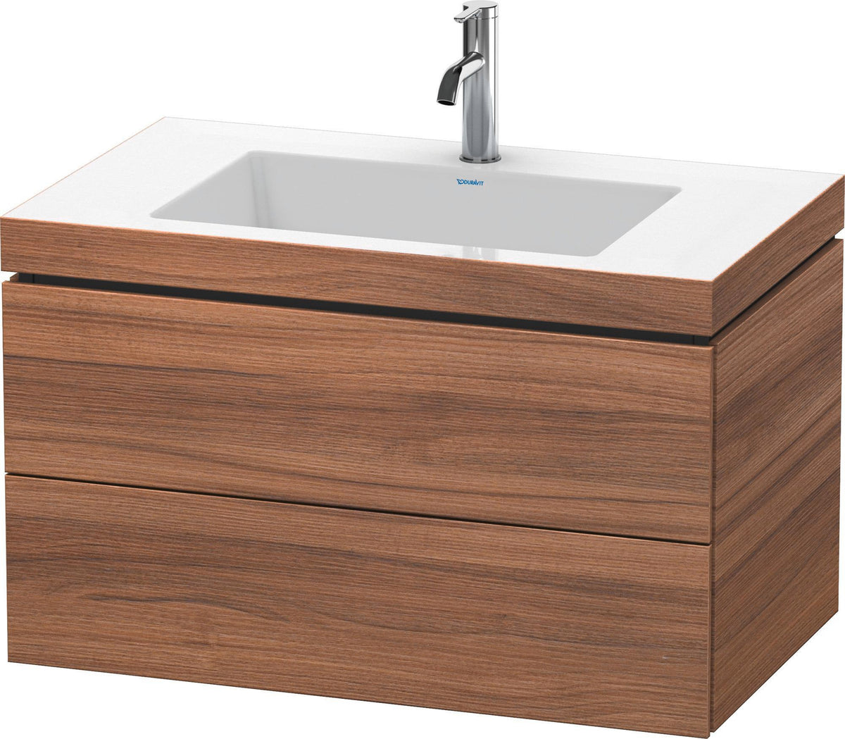 Duravit L-Cube c-bonded Waschtischset 800 mm Nussbaum Natur mit Vero Air Waschtisch und 2 Schubkästen