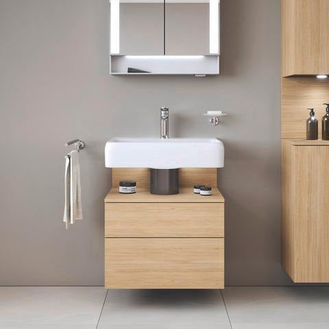 DURAVIT Qatego Waschtischunterbau 590 mm wandhängend, 1 Auszug, weiß Hochglanz, Nische Eiche Schwarz
