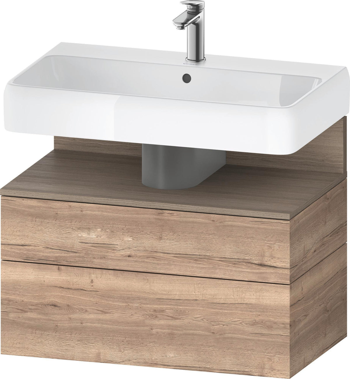 DURAVIT Qatego Waschtischunterbau 790 mm Eiche Terra Matt – wandhängend, 1 Auszug, Tip-On