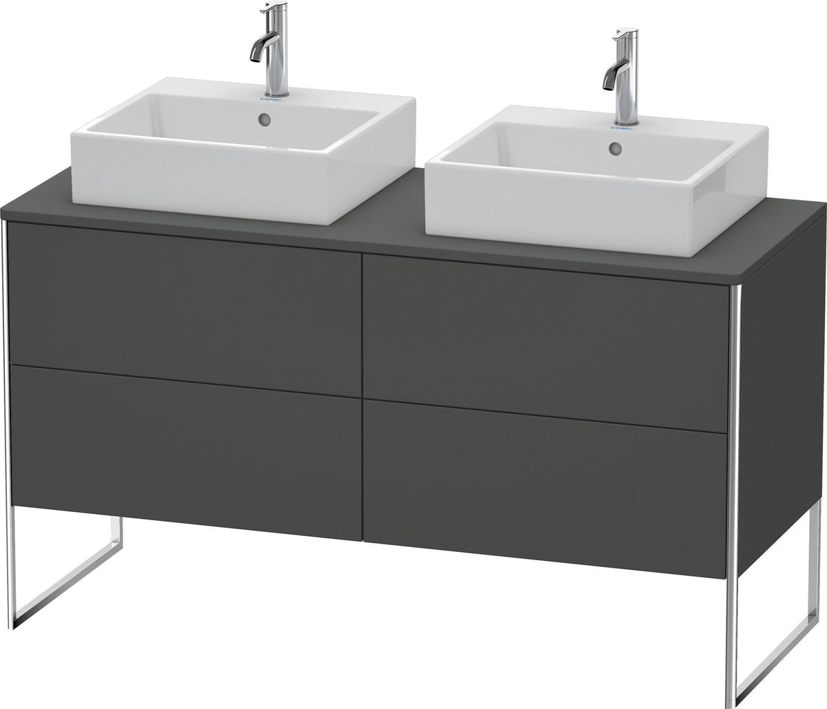 DURAVIT XSquare Waschtischunterbau 1400 mm betongrau matt mit 4 Schubkästen und Tip-On-Technik