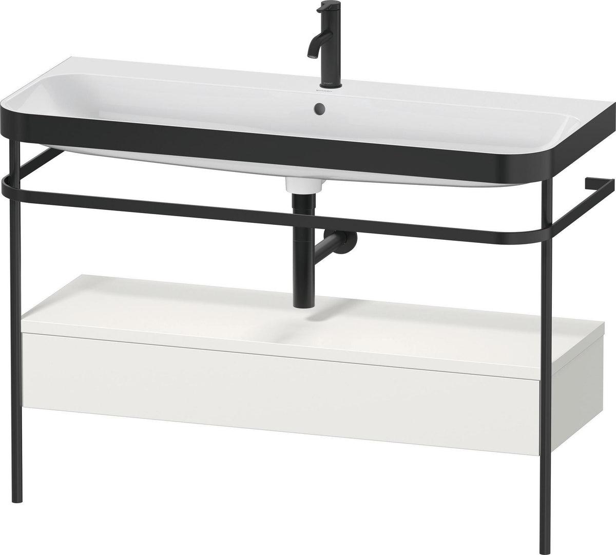 Duravit Happy D.2 c-bonded Waschtischset 1175 mm mit Metallkonsole & Schubkasten in Taupe