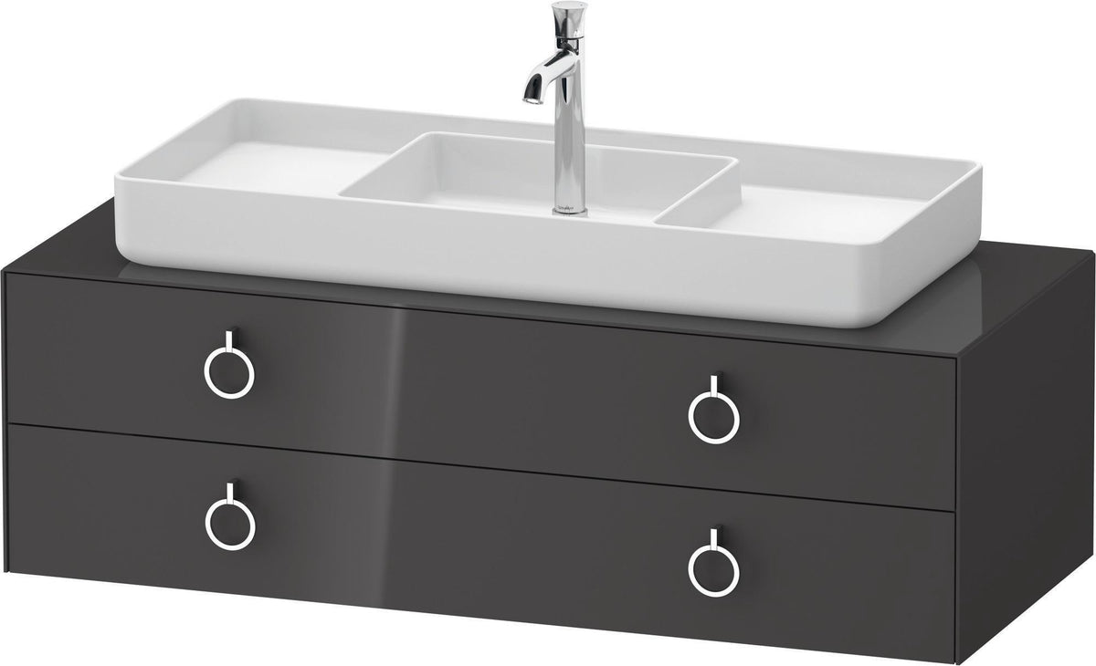 Duravit White Tulip Waschtischunterbau 1300 mm Nussbaum mitte, weiß seidenmatt, LED