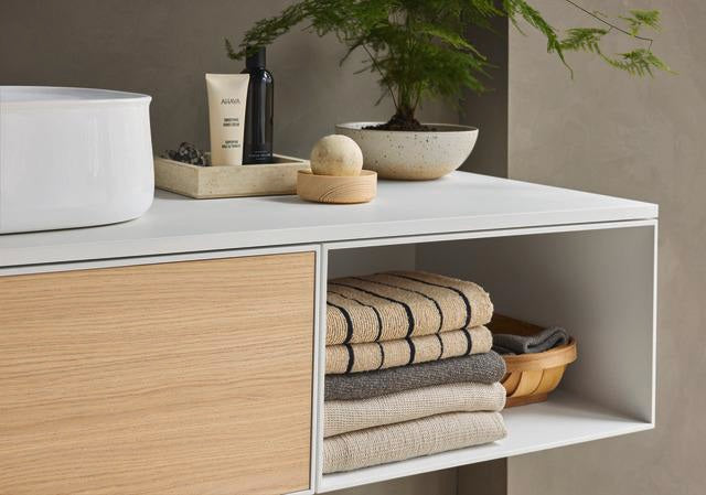 Duravit Zencha Konsolen-Waschtischunterbau 1300 mm Eiche Anthrazit mit Auszug und Tip-on-Technik