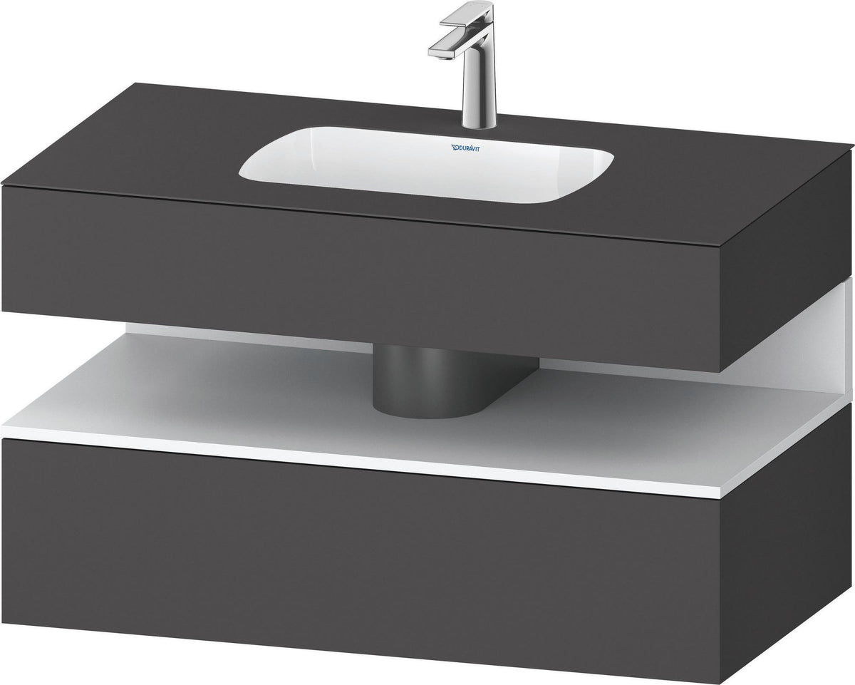 DURAVIT Qatego Einbauwaschtisch mit Konsolenwaschtischunterbau 1000 mm, 1 Auszug, antibakteriell