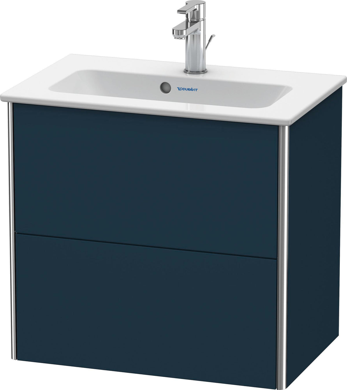 Duravit XSquare Waschtischunterbau 610 mm Nachtblau Seidenmatt, 2 Schubkästen, wandhängend