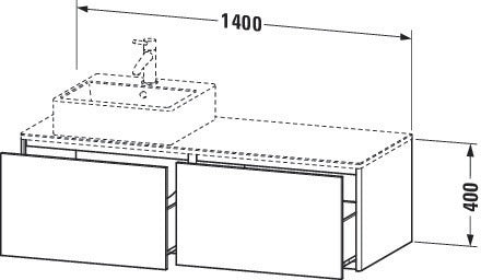 Duravit XSquare Waschtischunterbau 1400 mm wandhängend mit Becken links in s-matt