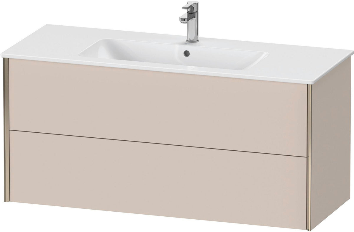 Duravit XViu Waschtischunterbau wandhängend 1210 mm, 2 Schubkästen, champagner matt/weiß matt