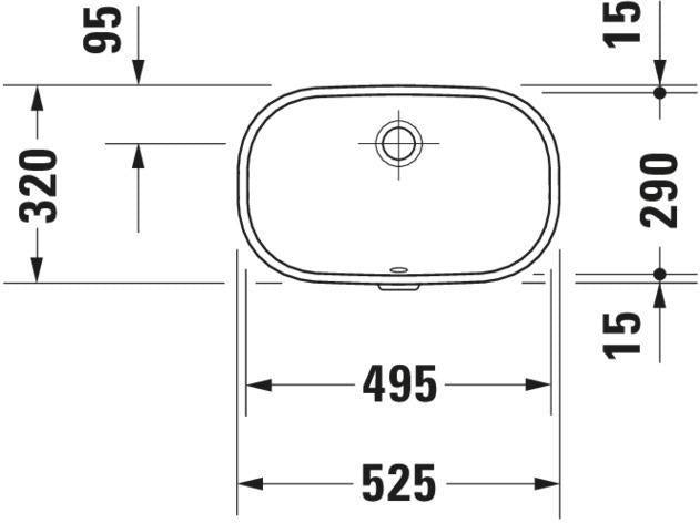 Duravit Einbauwaschtisch D-Code 495 mm, Unterbau, mit Überlauf, ohne Hahnloch, weiß