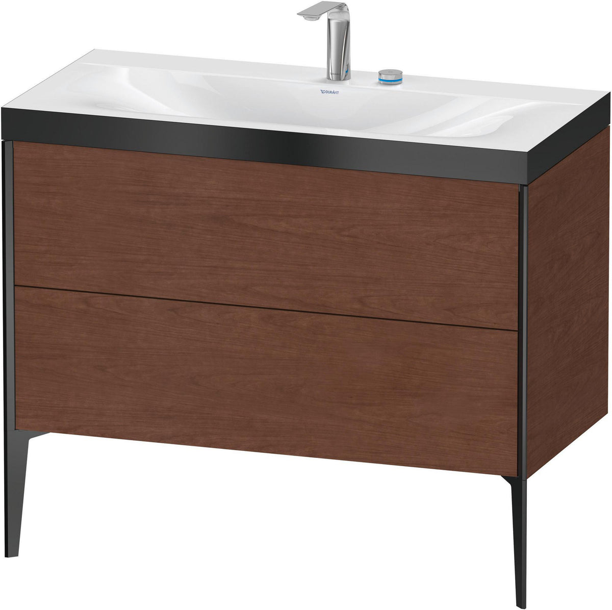 DURAVIT XViu c-bonded Waschtischunterbauset 1000 mm, 2 Auszüge, Schwarz Matt / Nussbaum