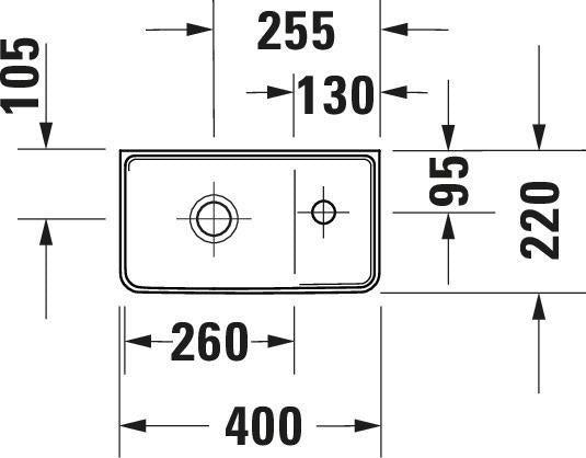 DURAVIT D-Neo Handwaschbecken 400 mm Weiß mit WonderGliss – Wandhängend, 1 Hahnloch