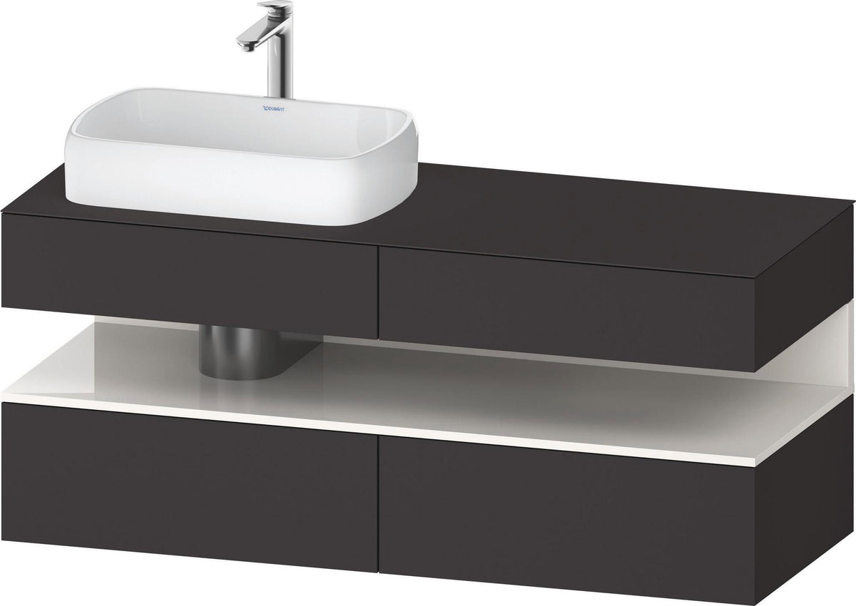 Duravit Qatego Konsolenwaschtischunterbau 1400 mm weiß hochglanz mit Eiche schwarz Nische
