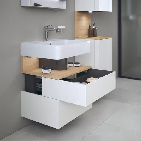 DURAVIT Qatego Waschtischunterbau 590 mm wandhängend, 1 Auszug, weiß Hochglanz, Nische Eiche Schwarz