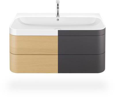 DURAVIT Happy D.2 c-shaped Waschtischset 975 mm wandhängend mit Tip-on und Soft-Close