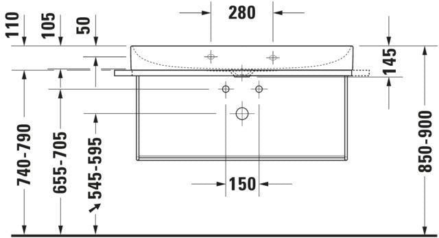 Duravit DuraSquare Metallkonsole mit Handtuchhalter links/rechts, Chrom, 1063 mm, für Waschtisch 235310